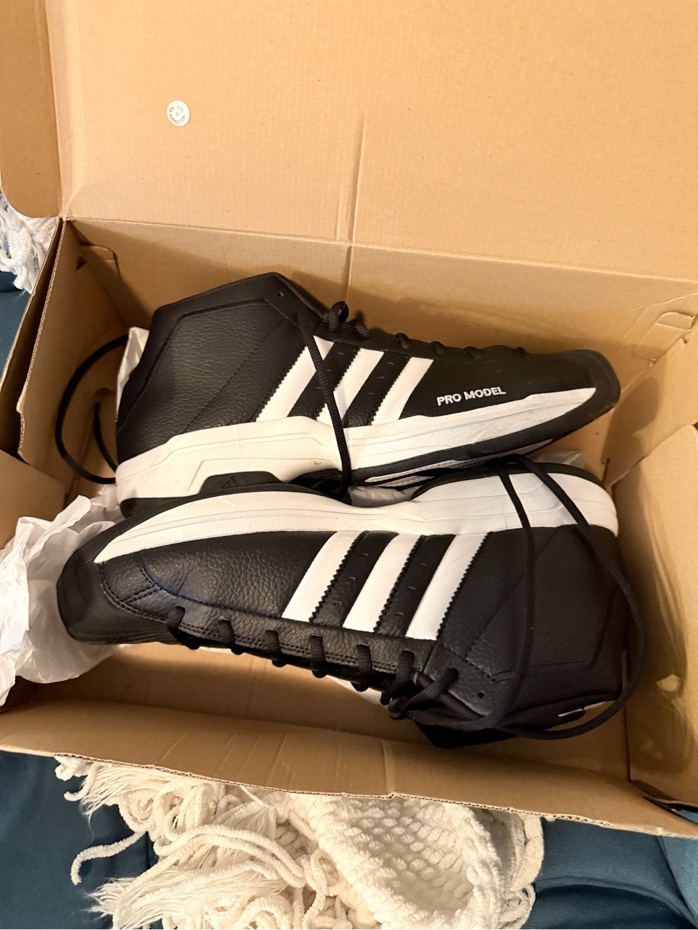 adidas Pro Model High Top Basketball Shoes - Black/White